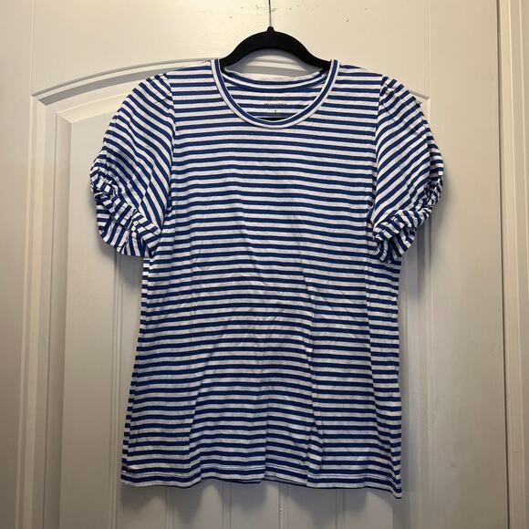 Banana Republic Women’s Designer Tee Cotton Modal Striped Top Size S‎ Blue White - Picture 1 of 3